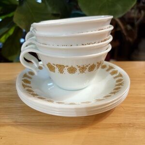 Corelle Gold Butterfly Coffee/Teacup and Saucer Set
